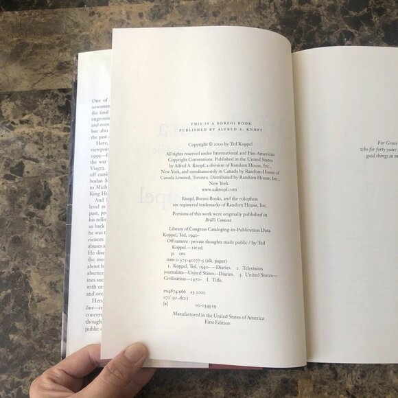 Off Camera Private Thoughts Made Public by Ted Koppel 2000, Hardcover 1st Edi - Picture 4 of 9